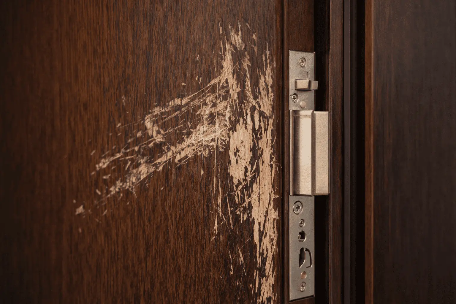 Повреждения двери при неправильном демонтаже замка